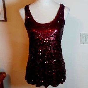 EXPRESS SIZE S/P BURGUNDY SEQUIN TANK TOP